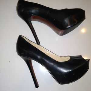 ENZO ANGIOLINI ATINA Black Leather Heels Pumps 8M